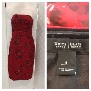 Red strapless dress White House Black Market sz4
